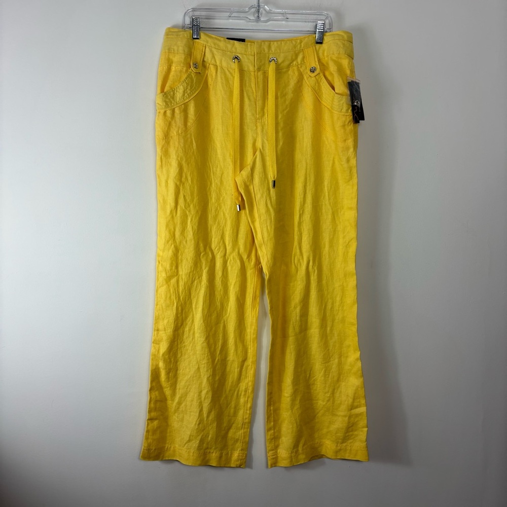 INC International Concepts Yellow Wide Leg Pants with Drawstring Waist